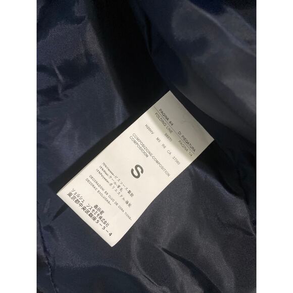 Puzuo tweed blazer jacket women’s size S navy gold metallic wool blend fringe - Picture 4 of 5